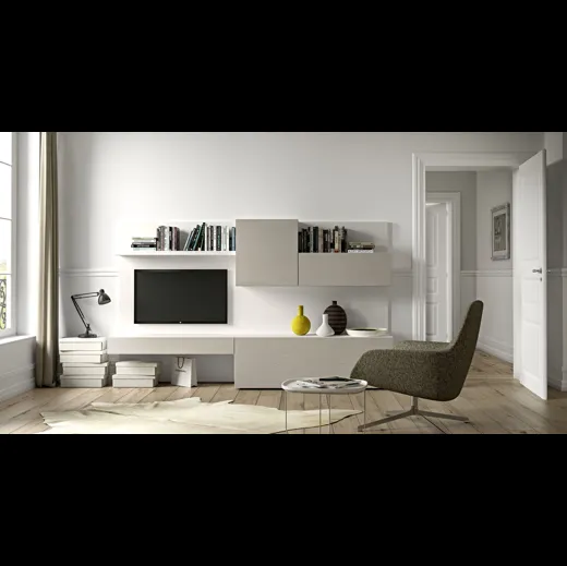 Parete Attrezzata in finitura ecomalta Live 08 di Morassutti