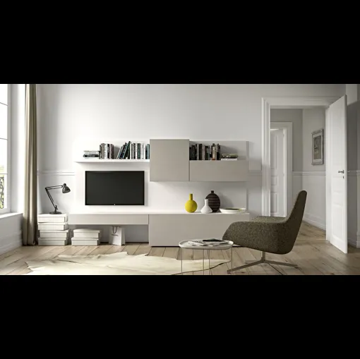 Parete Attrezzata in finitura ecomalta Live 08 di Morassutti