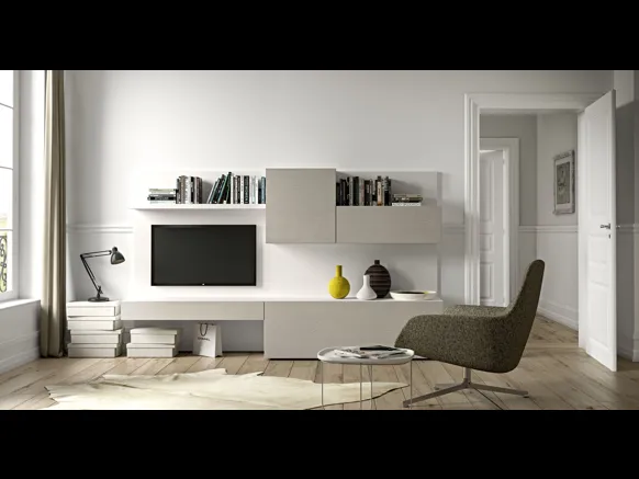 Parete Attrezzata in finitura ecomalta Live 08 di Morassutti