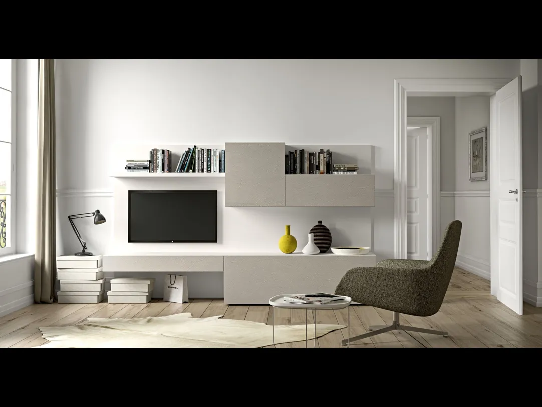 Parete Attrezzata in finitura ecomalta Live 08 di Morassutti