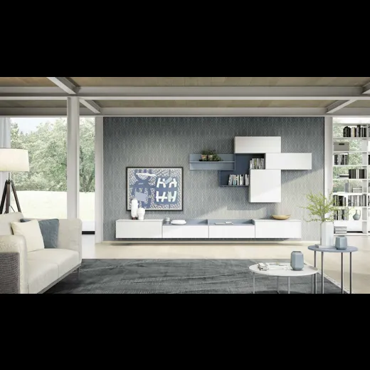 Parete Attrezzata sospesa Living 849 in laccato opaco di Spagnol Mobili