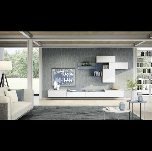 Parete Attrezzata sospesa Living 849 in laccato opaco di Spagnol Mobili