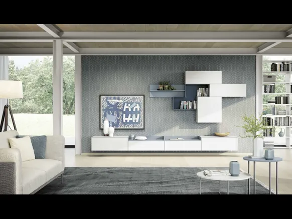 Parete Attrezzata sospesa Living 849 in laccato opaco di Spagnol Mobili