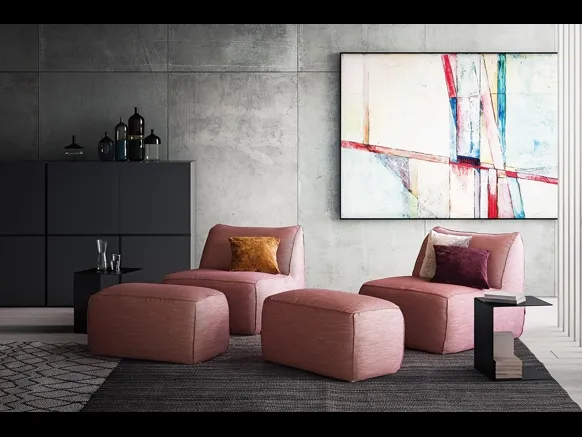 Poltroncina in tessuto imbottito Eden di Pianca