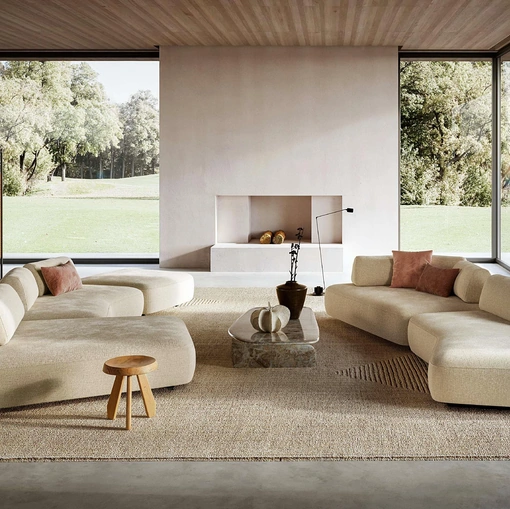 Salotto in tessuto Capriccio con penisola e lineare di Le Comfort