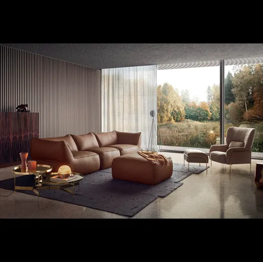 Divano in pelle imbottito Eden di Pianca