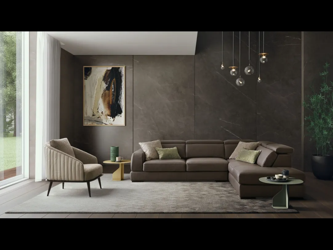 Divano angolare in pelle Graffiti di Le Comfort