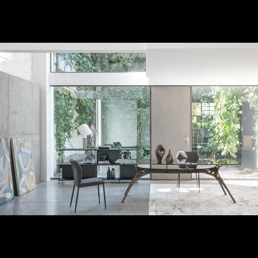 Tavolo Eiffel con top in vetro di Pezzani