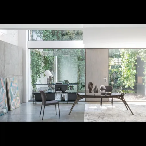 Tavolo Eiffel con top in vetro di Pezzani