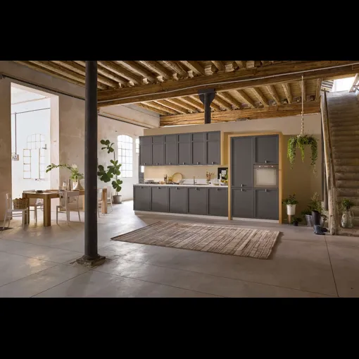 Cucina Classica in legno laccato grigio opaco Mia lineare di Dibiesse