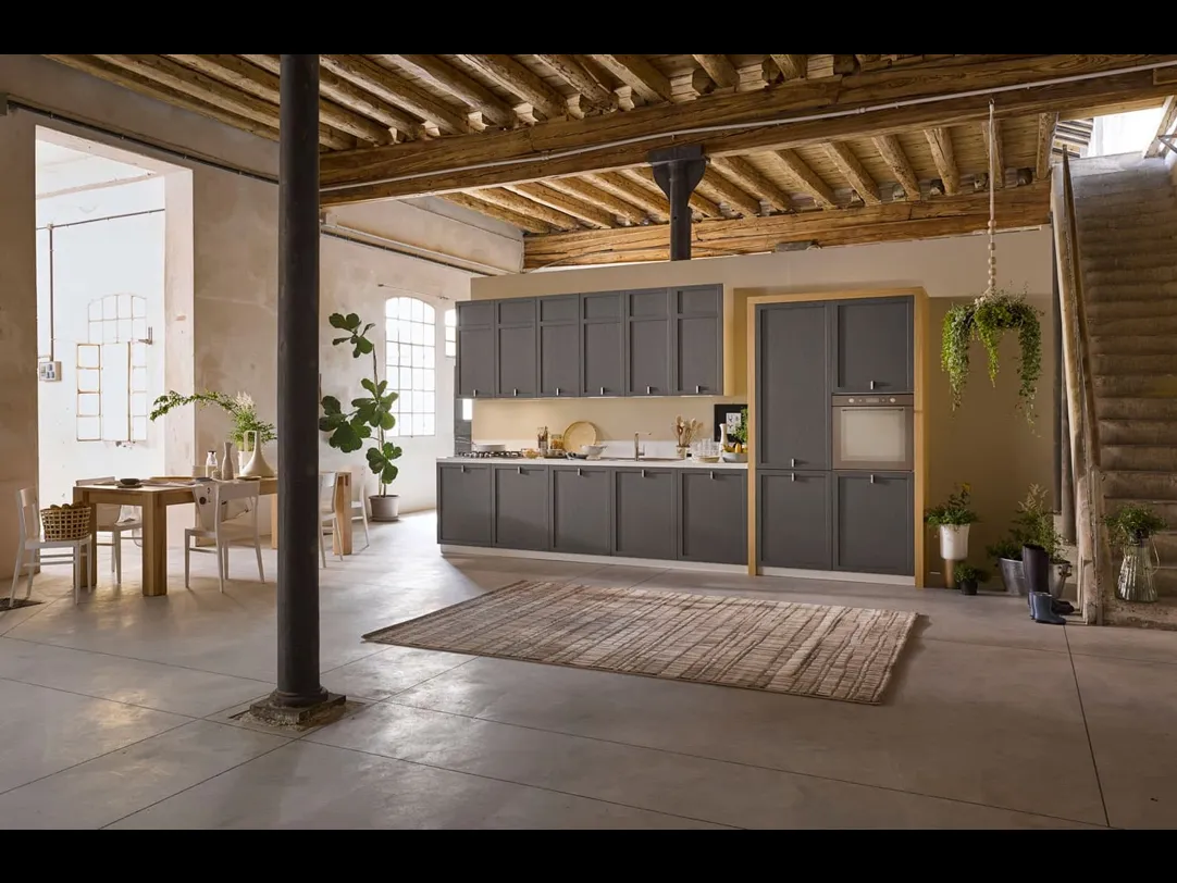 Cucina Classica in legno laccato grigio opaco Mia lineare di Dibiesse