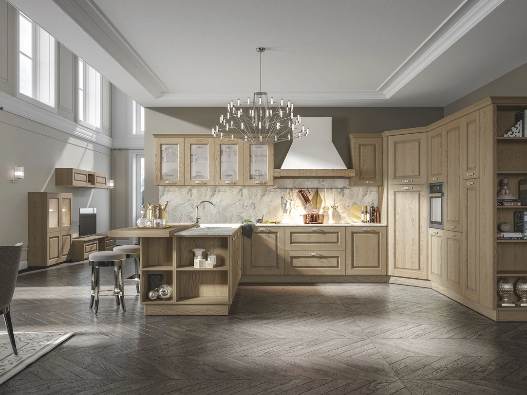 Cucina Classica in frassino Olimpia con penisola di Home Cucine