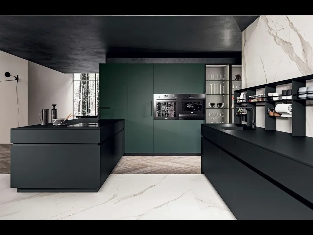 Cucina Moderna Area 22 30° con penisola in laccato opaco di Dibiesse