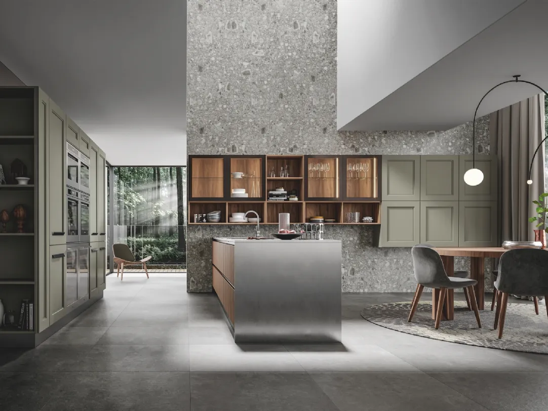 Cucina Moderna Boston con penisola in laccato e melaminico di Home Cucine