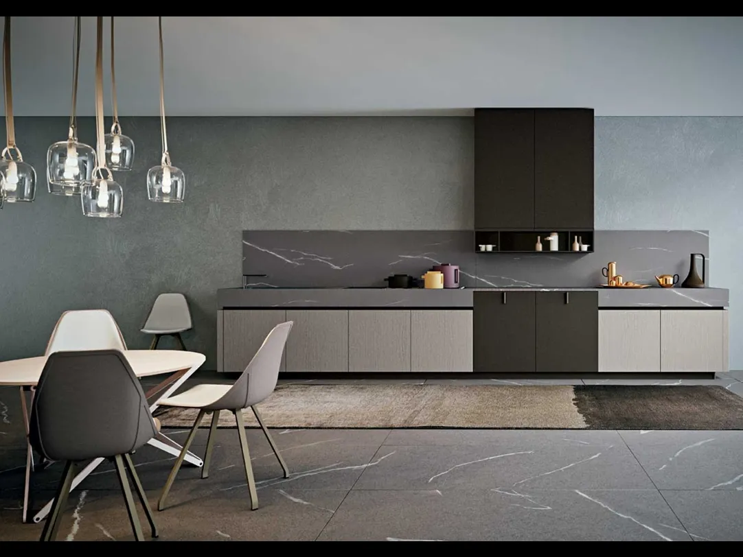 Cucina Moderna Area 22 Gola lineare in essenza Rovere e laccato opaco di Dibiesse