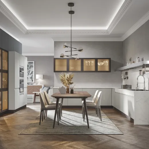 Cucina Moderna Era angolare in PVC laccato lucido e opaco di Home Cucine