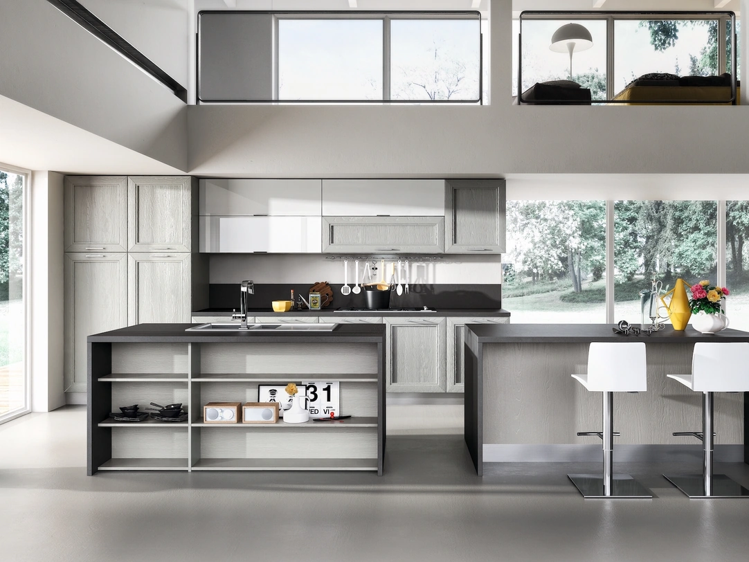 Cucina Moderna in frassino Metropoli con doppia isola di Home Cucine