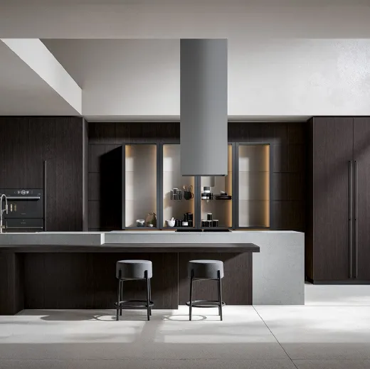 Cucina Moderna Infinity in essenza Carbon con isola di Home Cucine