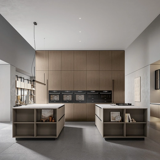 Cucina Moderna Nexa con doppia isola in laminato e pet laccato di Home Cucine