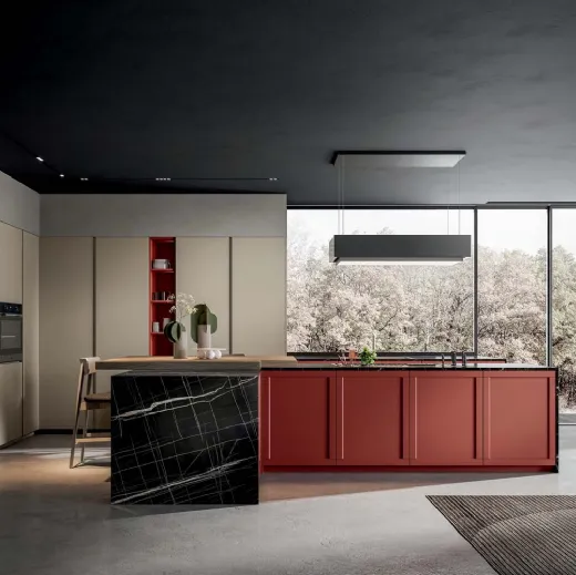 Cucina Moderna Nexa con isola in laccato di Home Cucine