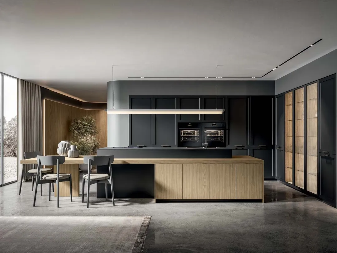 Cucina Moderna Nexa con isola in laccato e laminato di Home Cucine