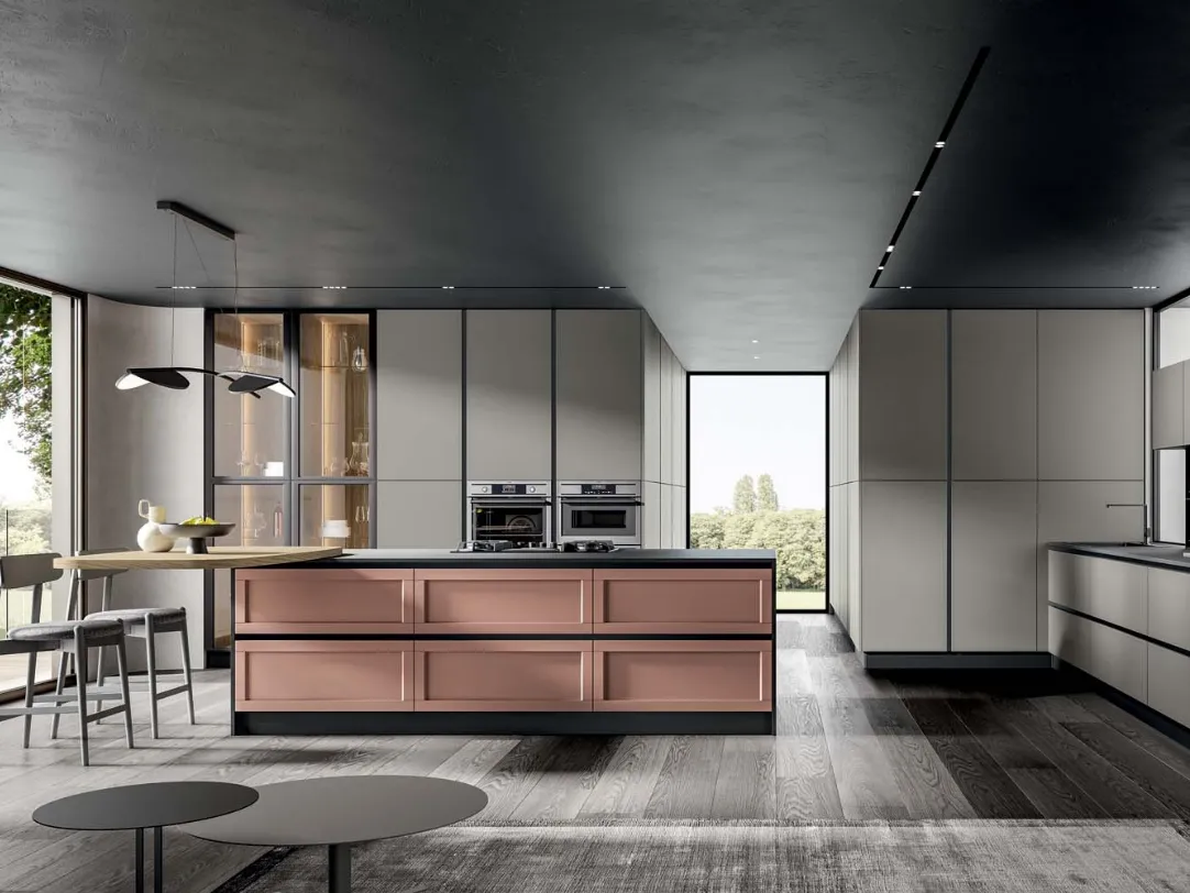 Cucina Moderna Nexa con isola in laccato di Home Cucine